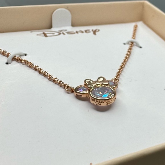 Disney Minnie Mouse Gold Flash Plated Necklace Rose Gold NEW - Picture 5 of 6